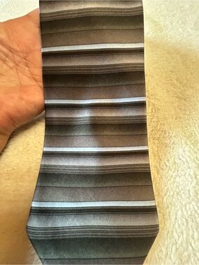🎁3 for $30 - Striped Gray Necktie